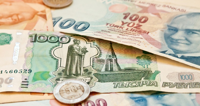Turkish lira and Russian ruble
